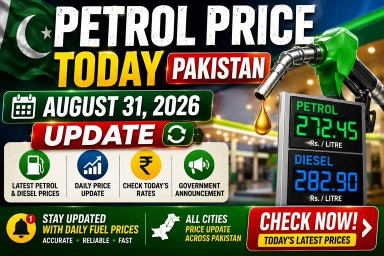 Petrol Price Today Pakistan August 31, 2026 Update